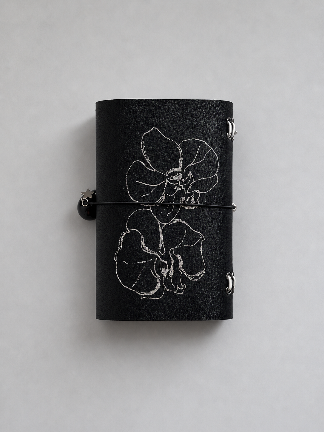 Black Leather Trifold Journal — Pocket