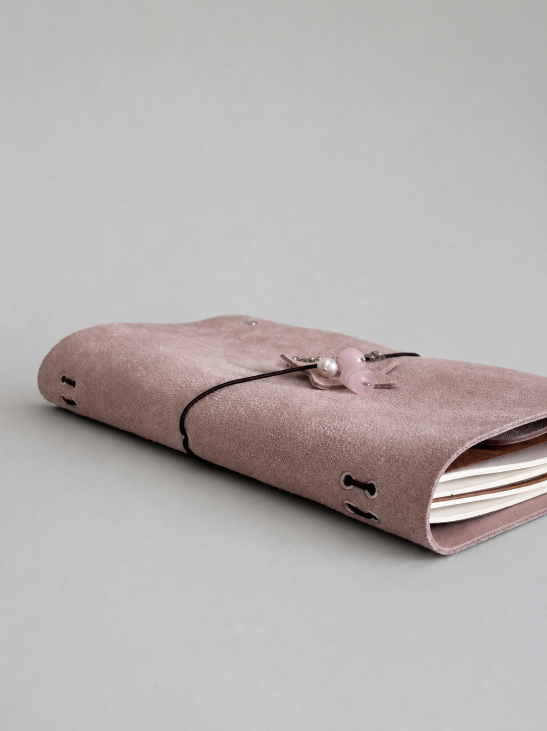 Suede Raw Pink Leather Journal — XL