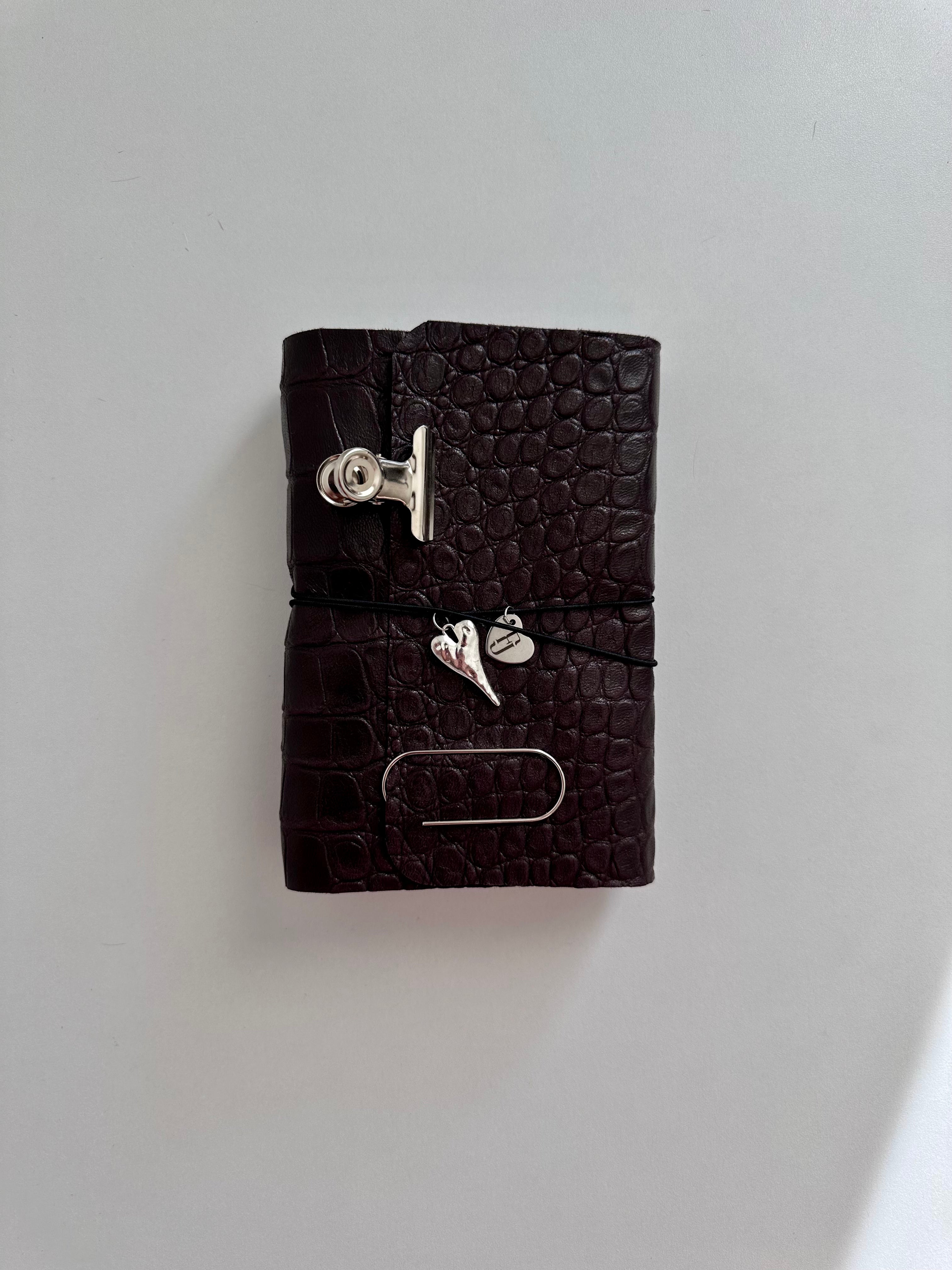 a6 Soft Brown Croc genuine cowhide refillable journal cover with inserts