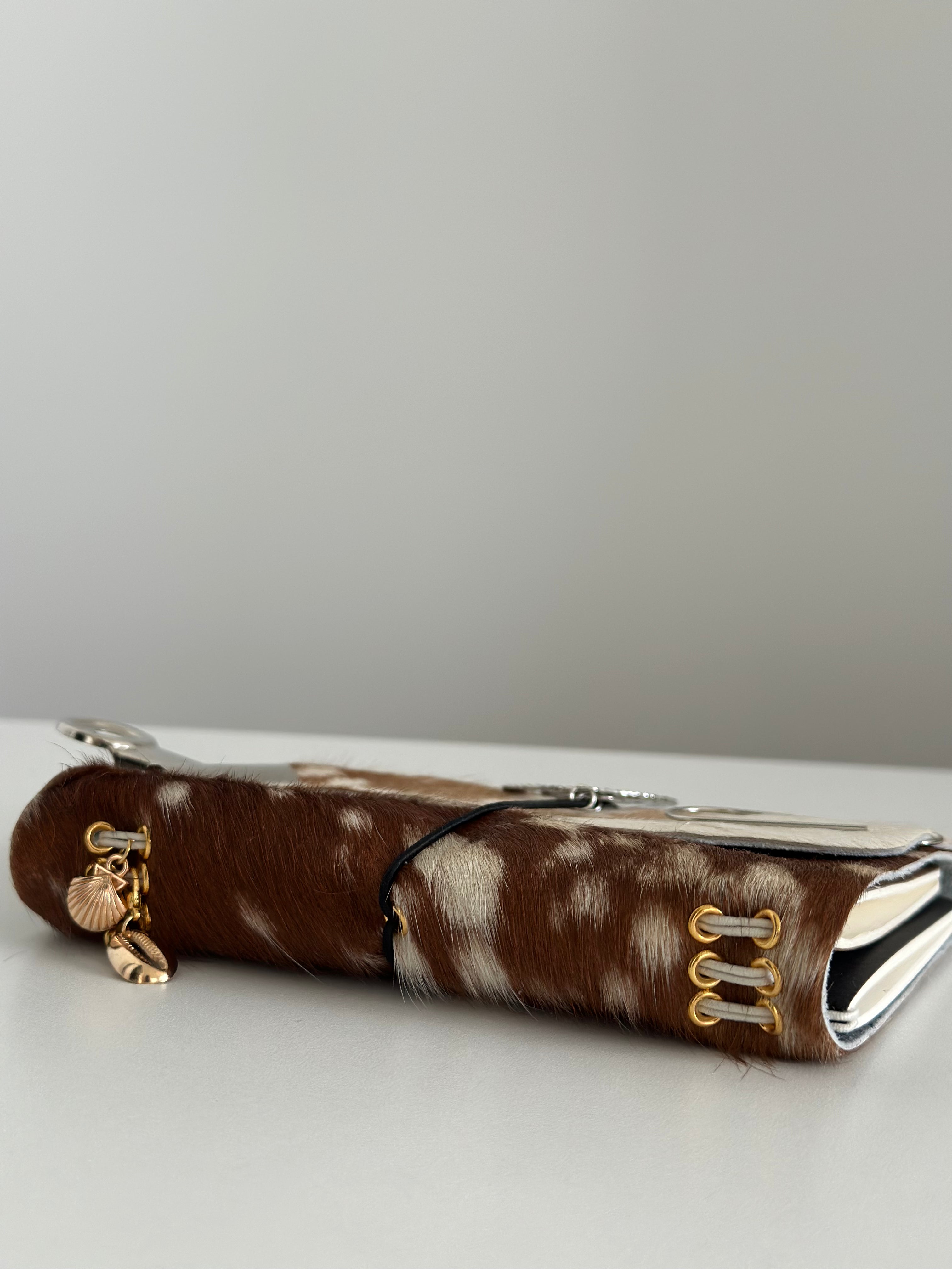 PRE-ORDER a5/a6 bambi print leather refillable journal with secret charm