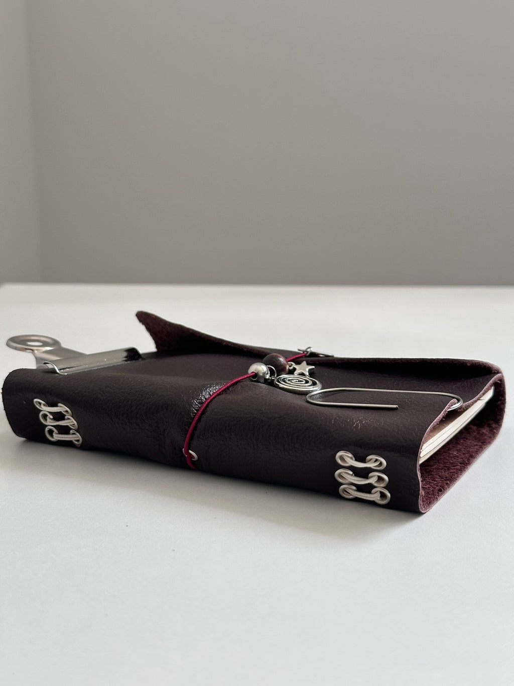 a6 dark brown leather refillable journal cover with inserts