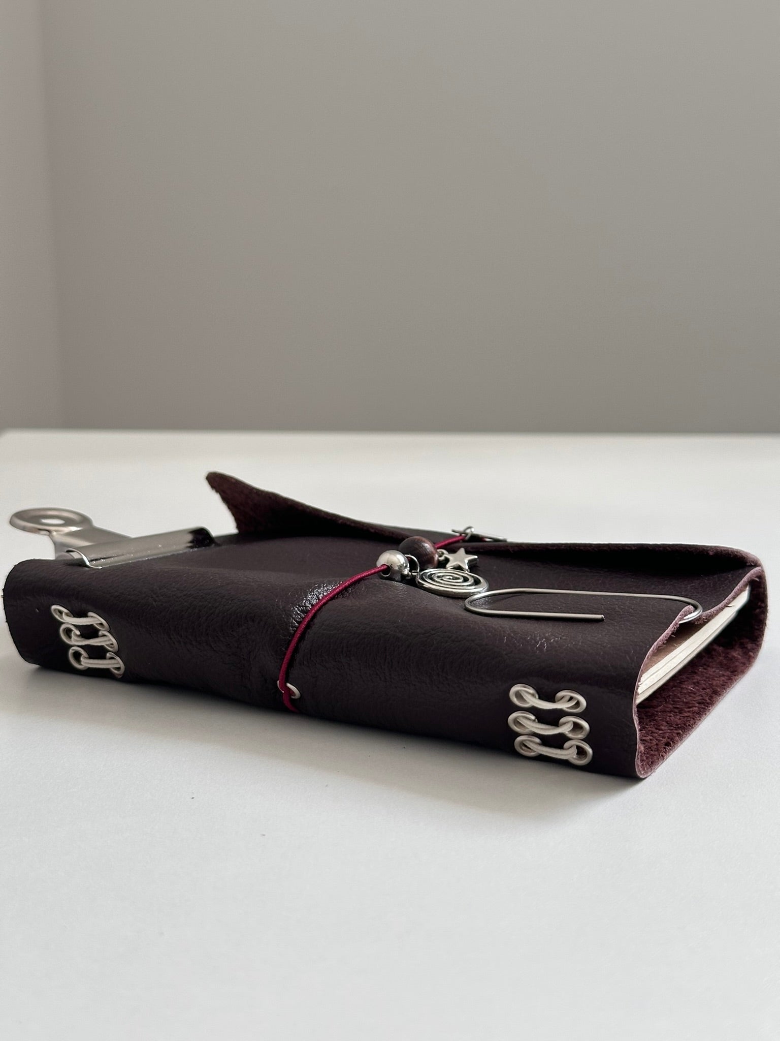 a6 dark brown leather refillable journal cover with inserts