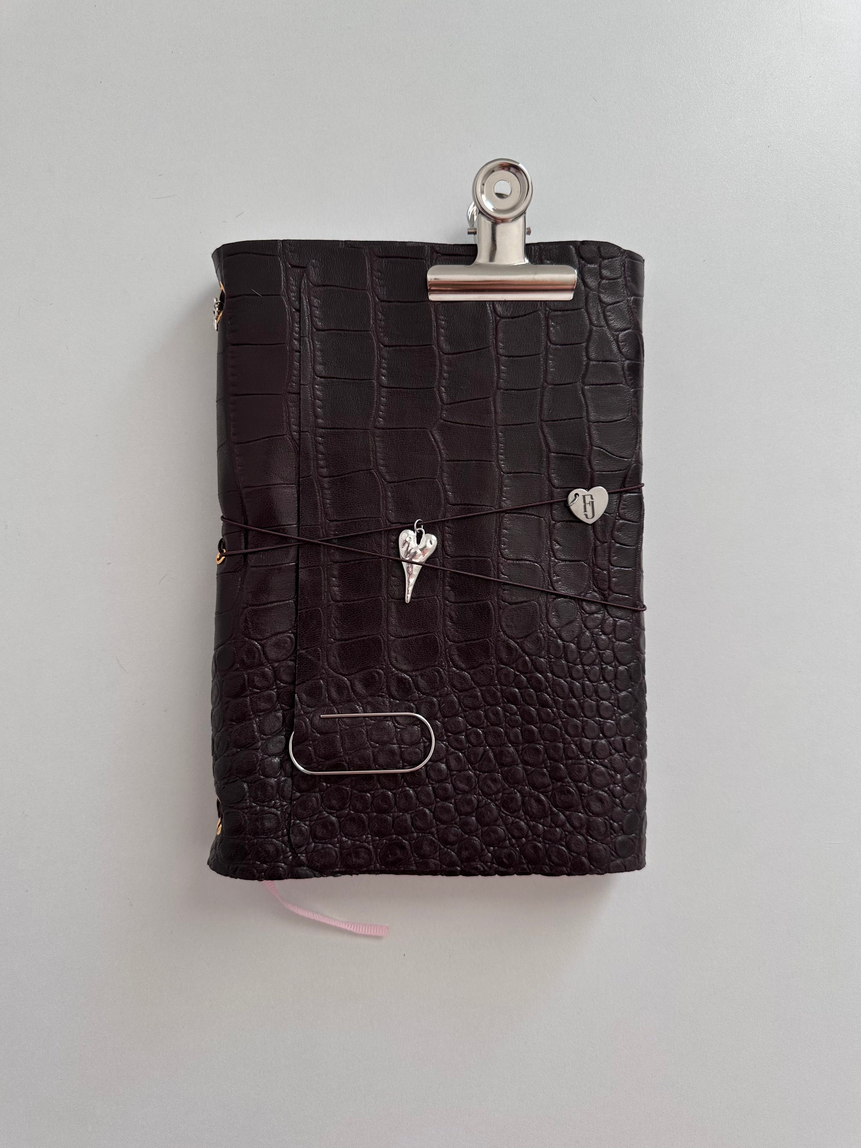 a5 Soft Brown Croc genuine cowhide refillable journal cover with inserts