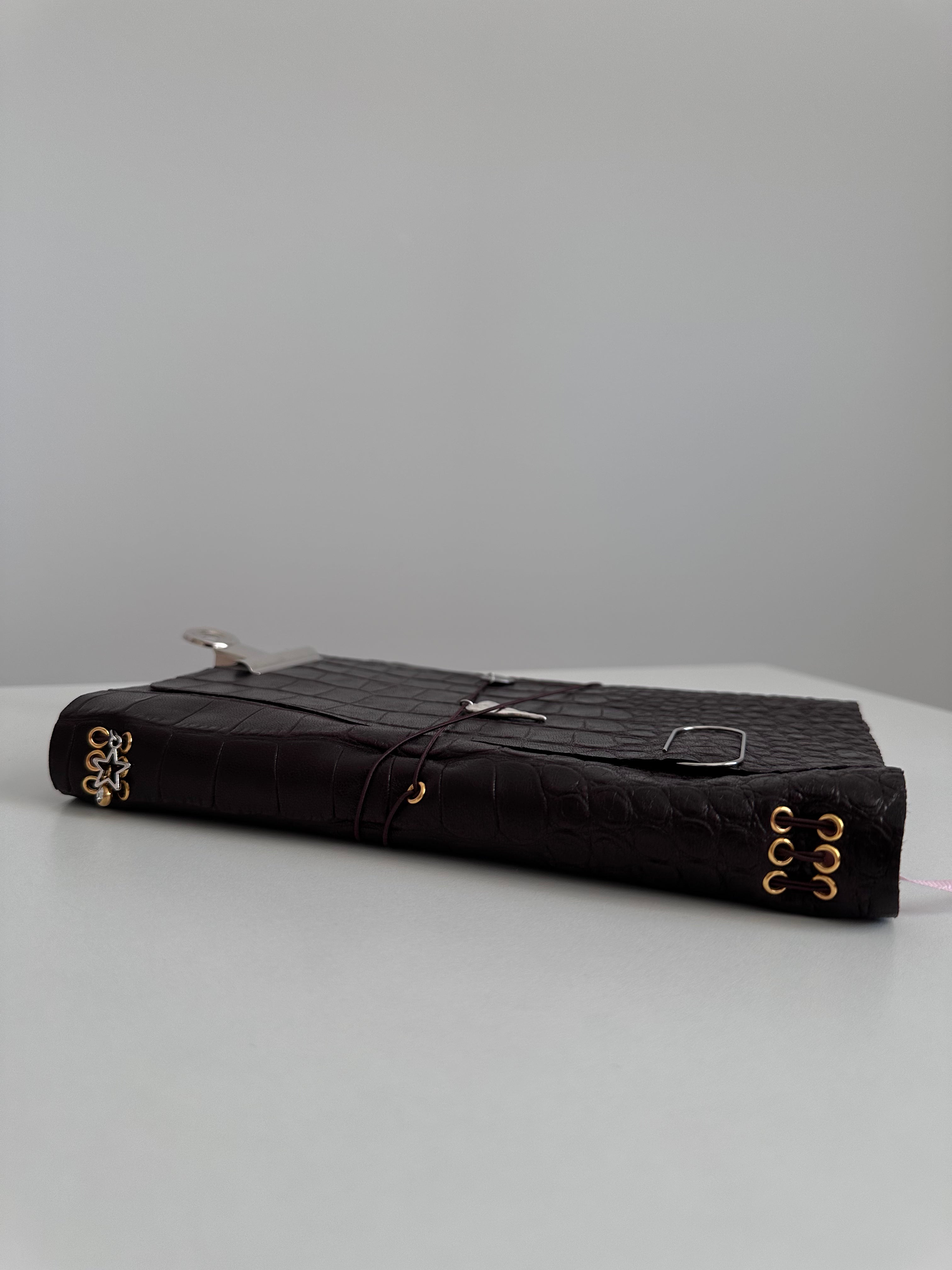 a5 Soft Brown Croc genuine cowhide refillable journal cover with inserts