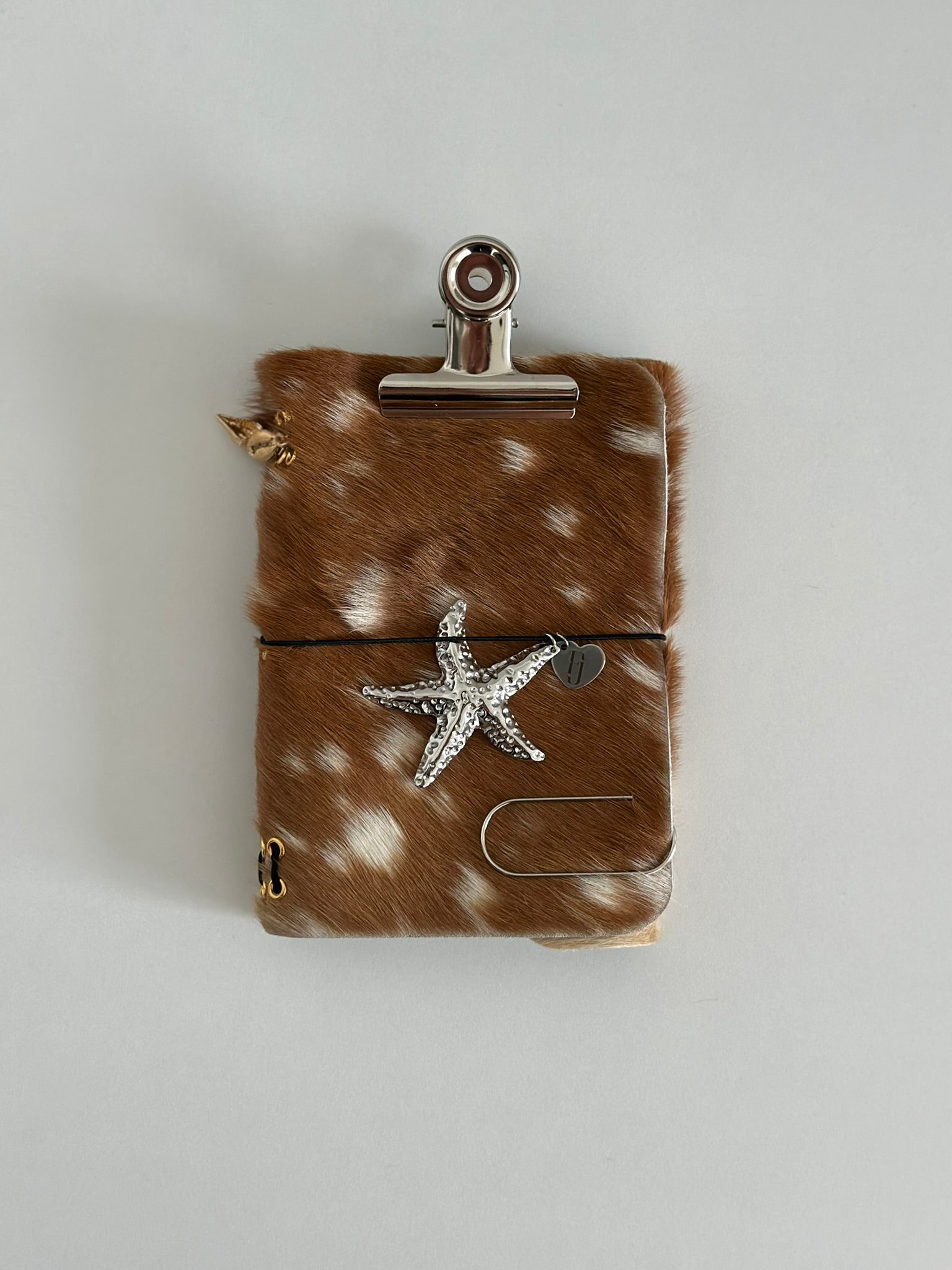 PRE-ORDER a5/a6 bambi print leather refillable journal with secret charm