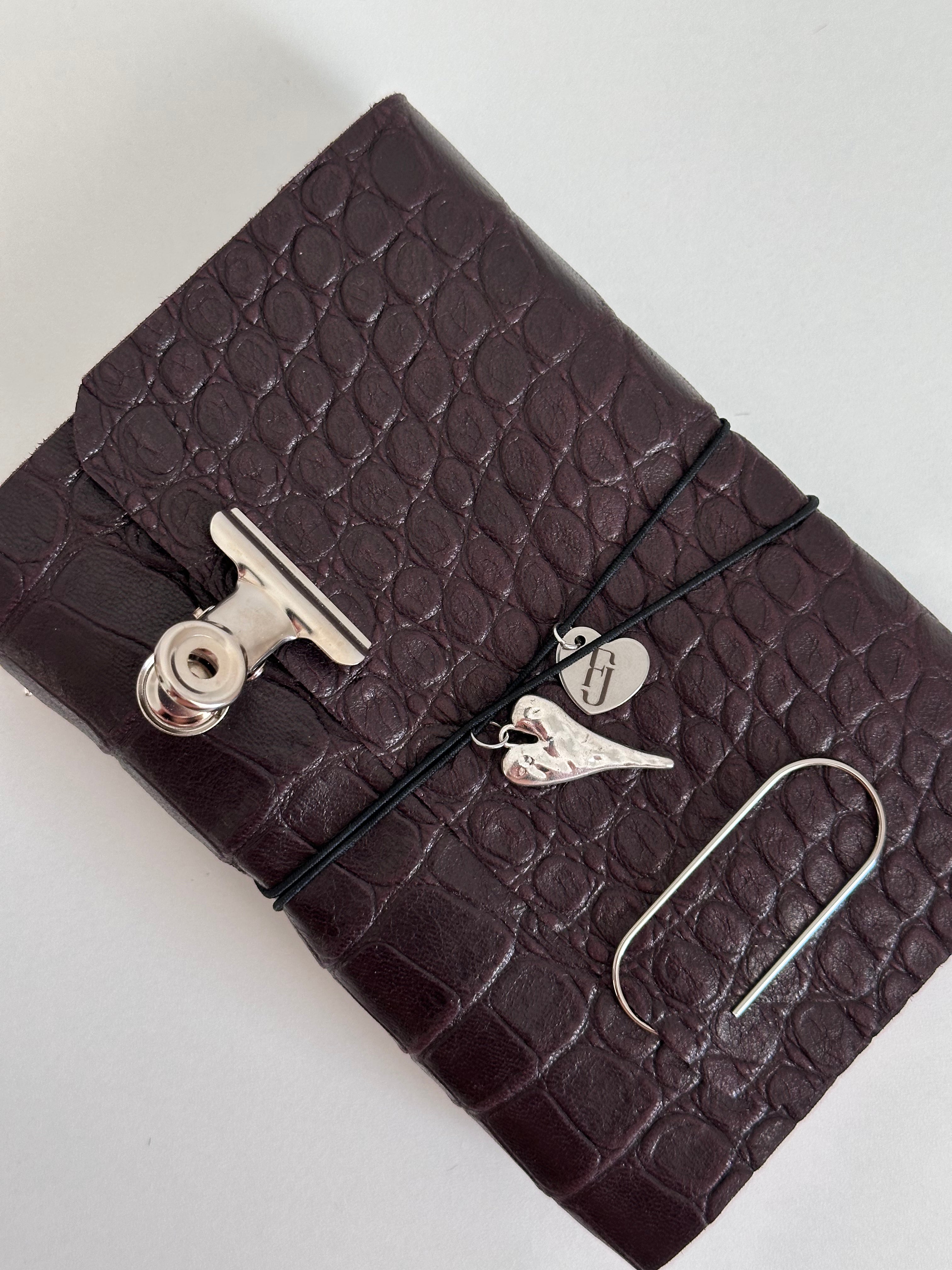 a6 Soft Brown Croc genuine cowhide refillable journal cover with inserts