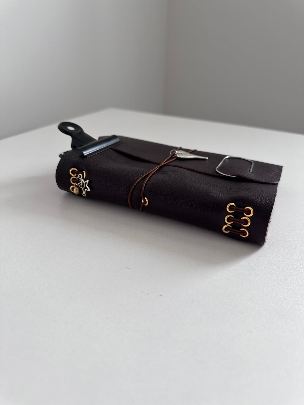 Soft Leather Journal with Sculptural Metal Object — Classic | A6