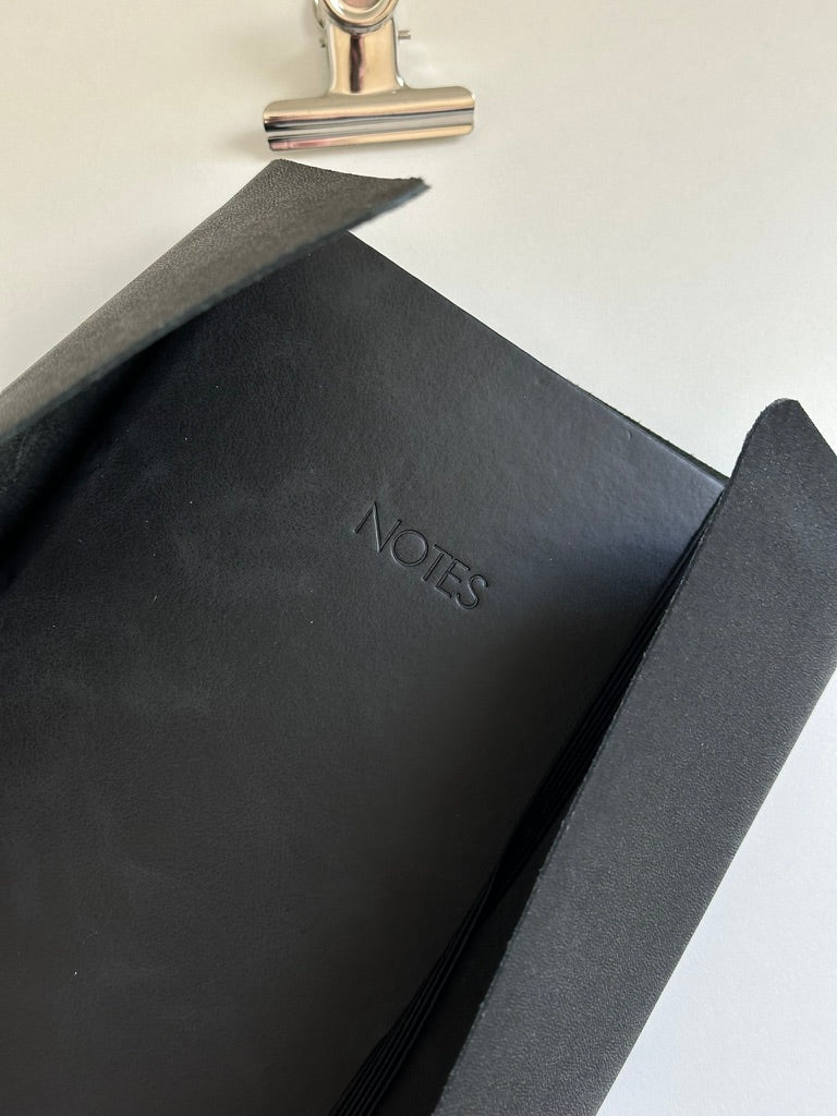 a5 black leather refillable journal cover with inserts