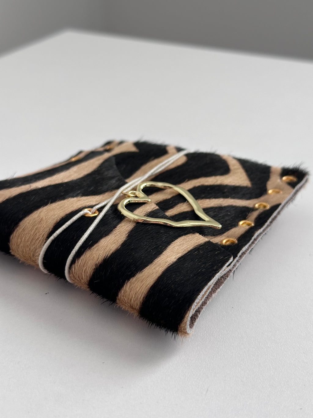 zebra print genuine leather small pouch
