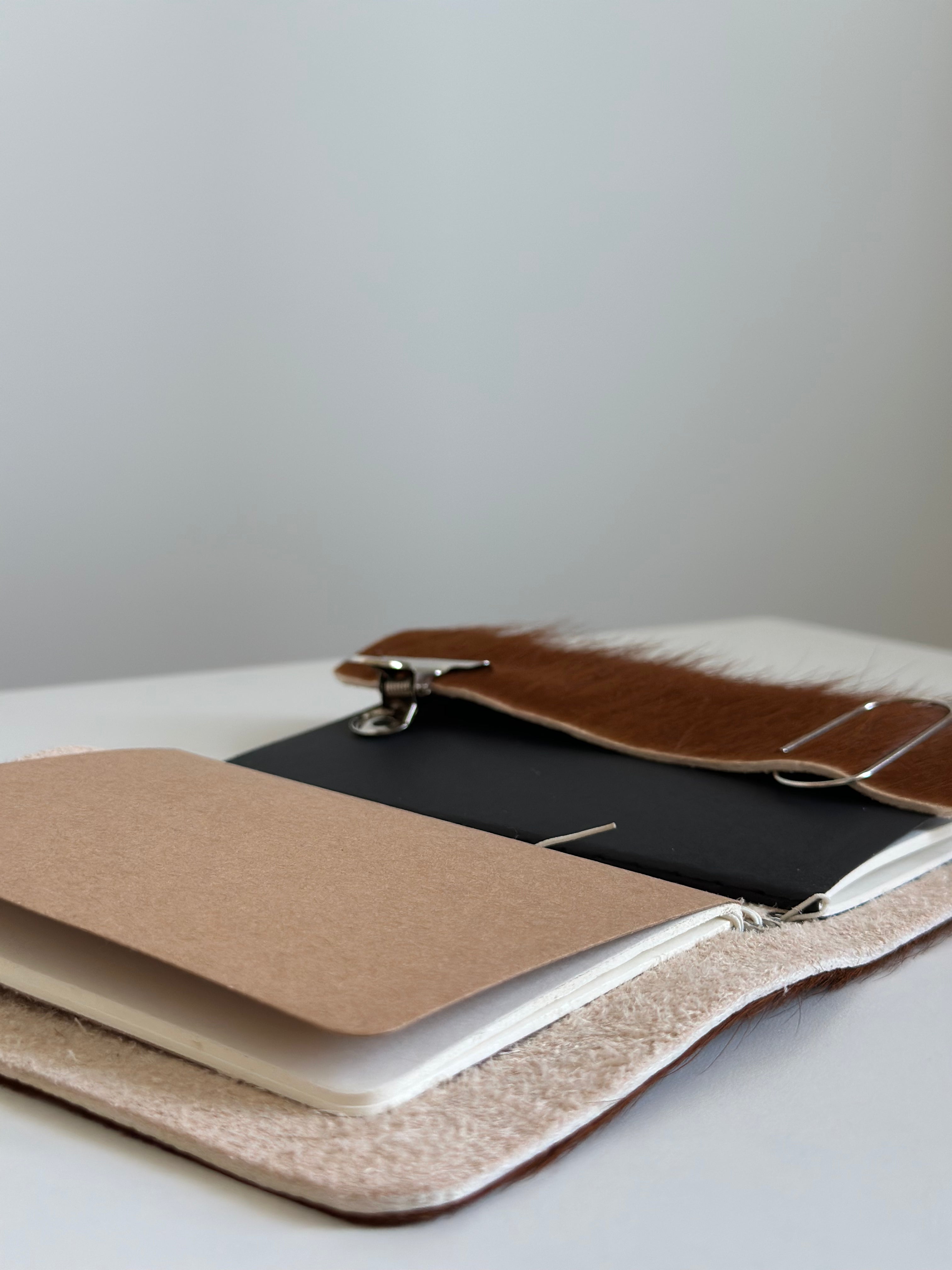 a6 genuine cowhide refillable journal cover with inserts