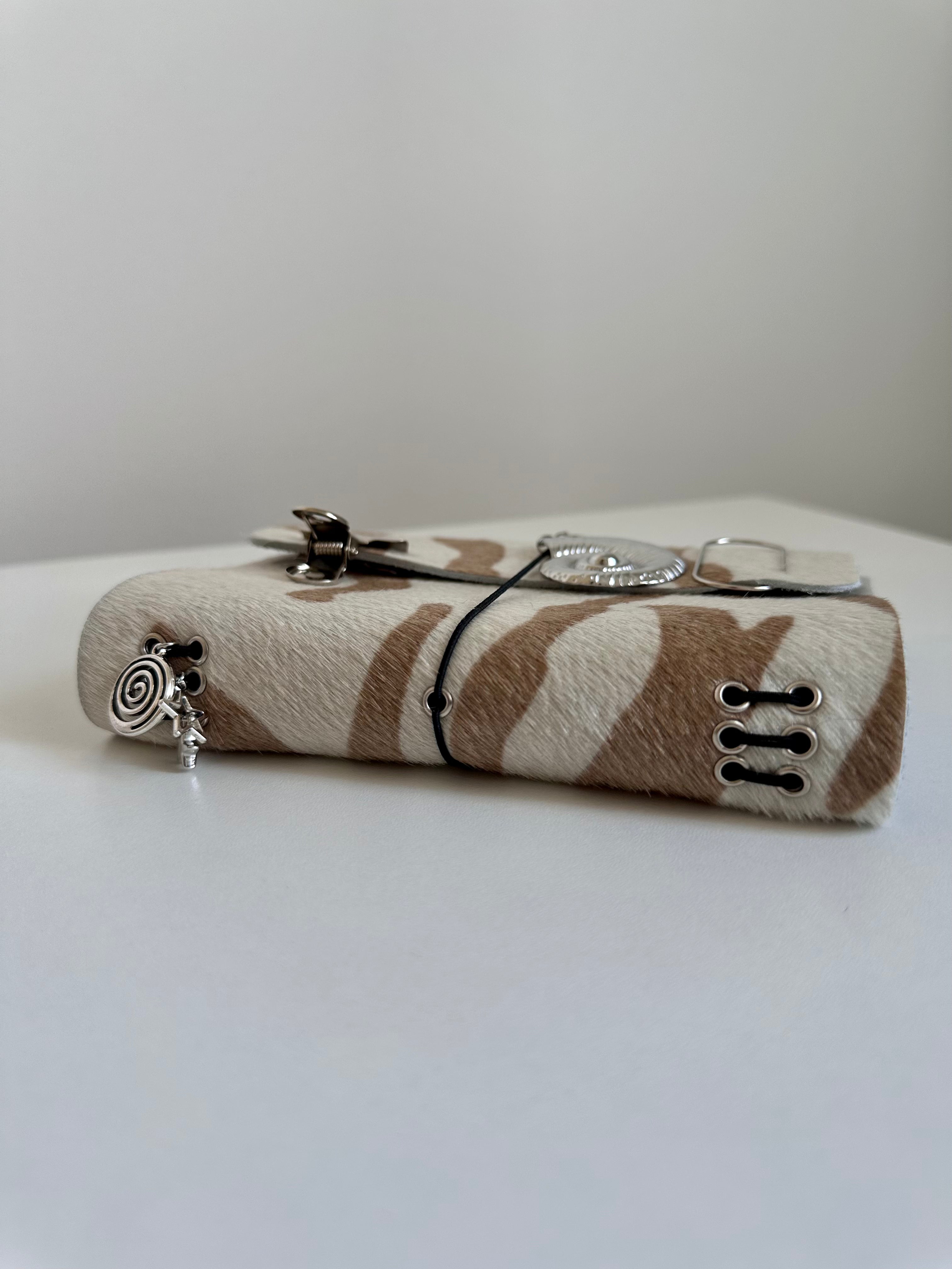 a6 White Tiger genuine cowhide refillable journal cover with inserts