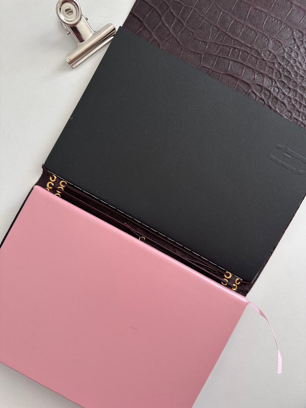 a5 Soft Brown Croc genuine cowhide refillable journal cover with inserts