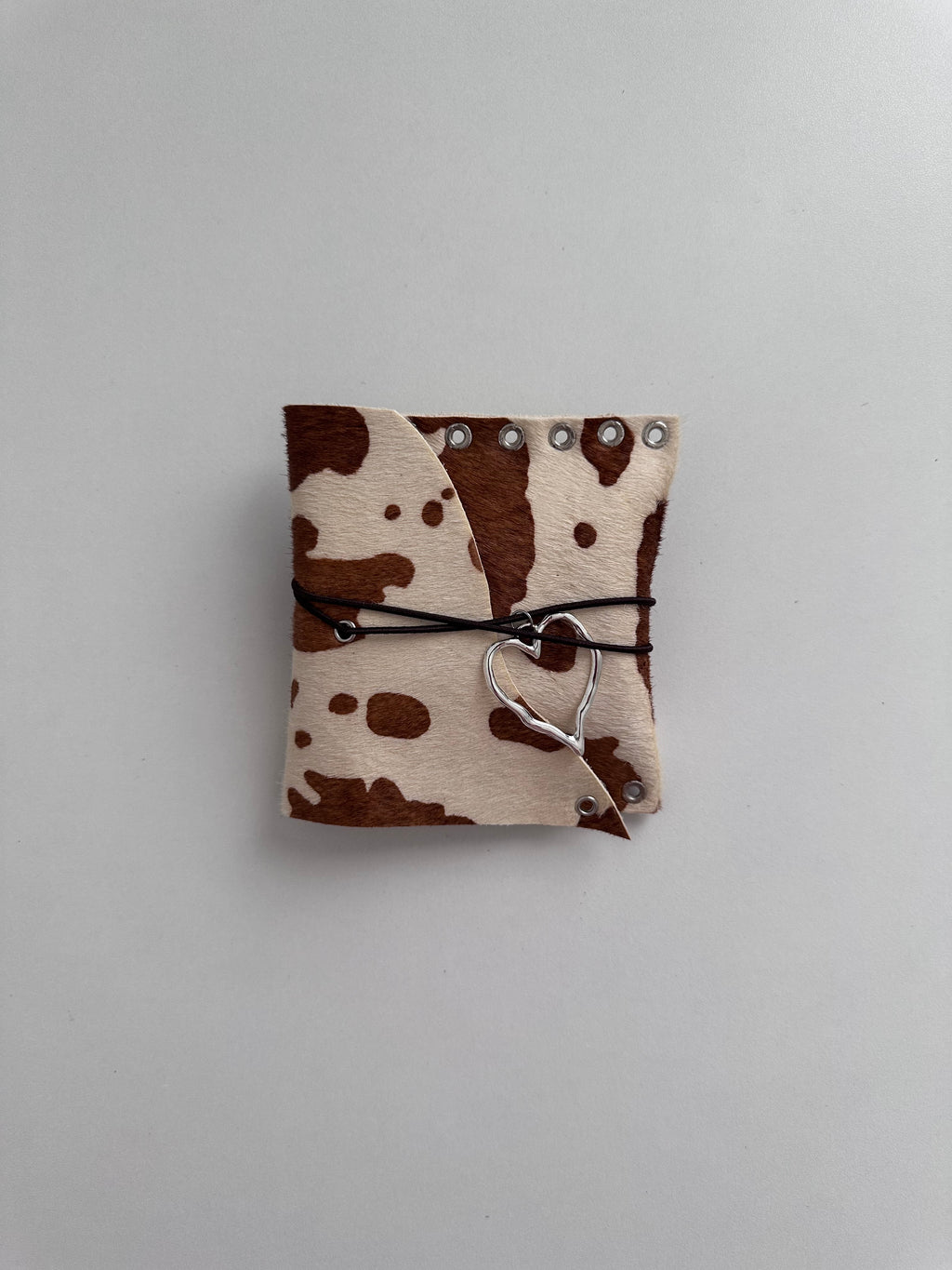 cow print genuine leather small pouch