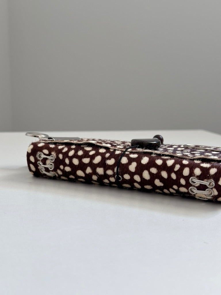 PRE-ORDER a5/a6 dotted bambi print leather refillable journal with secret charm