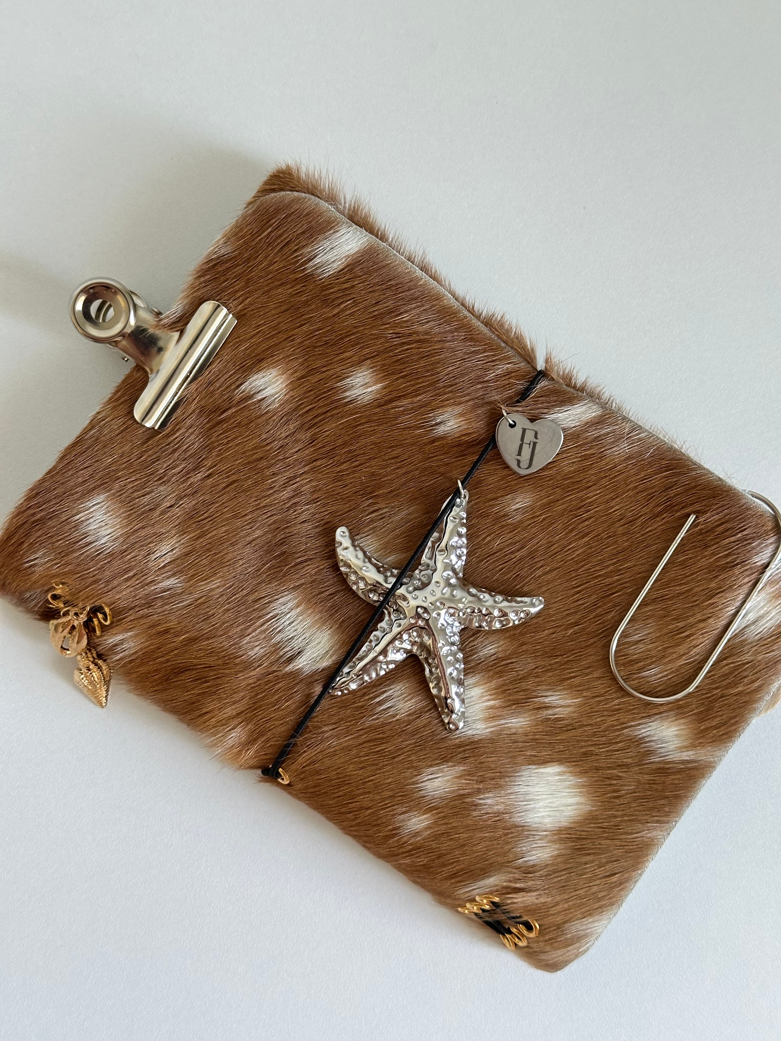 a6 Bambi genuine cowhide refillable journal cover with inserts