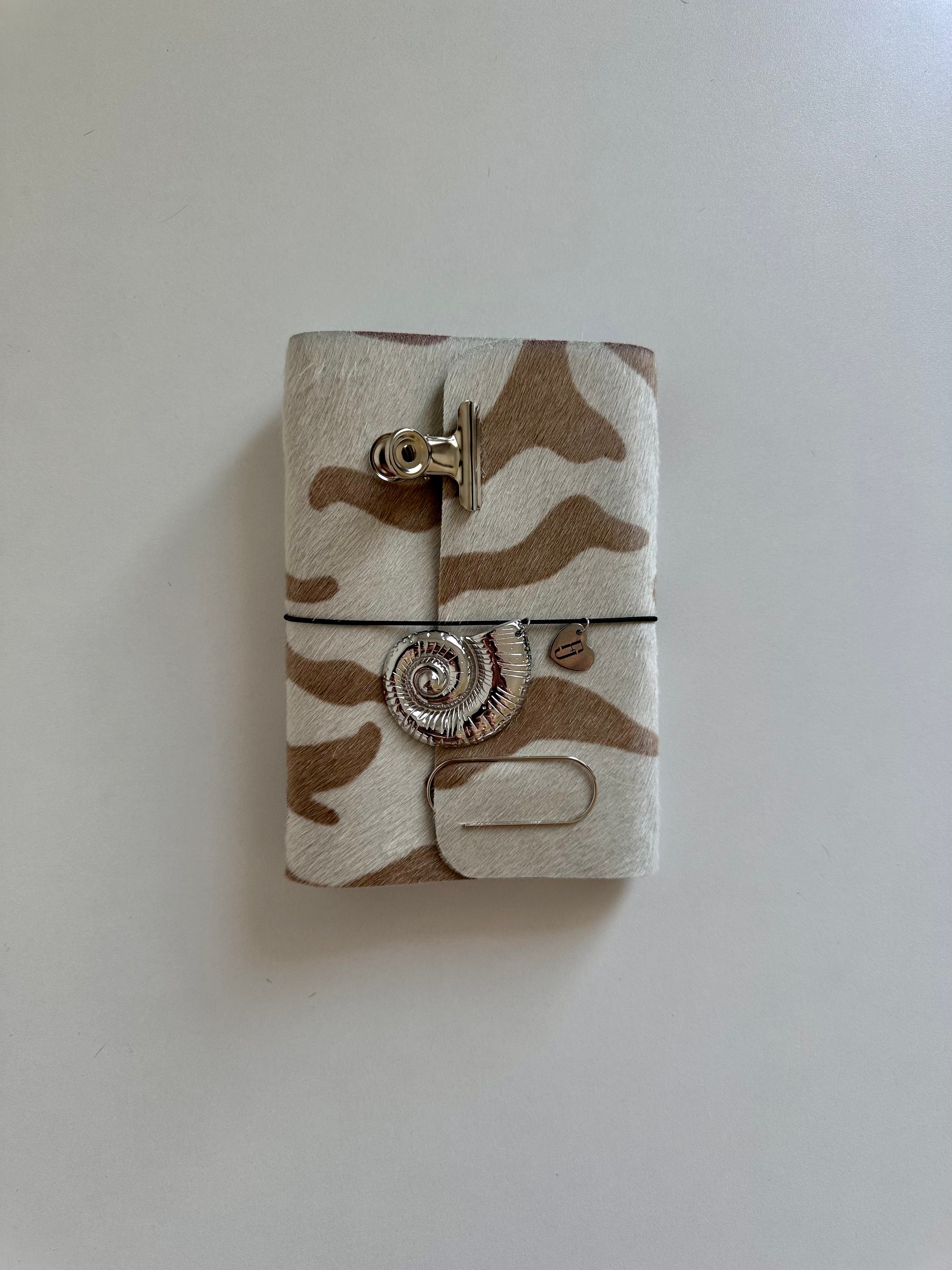 a6 White Tiger genuine cowhide refillable journal cover with inserts