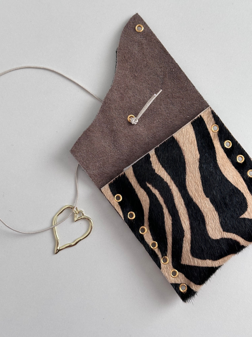 zebra print genuine leather small pouch