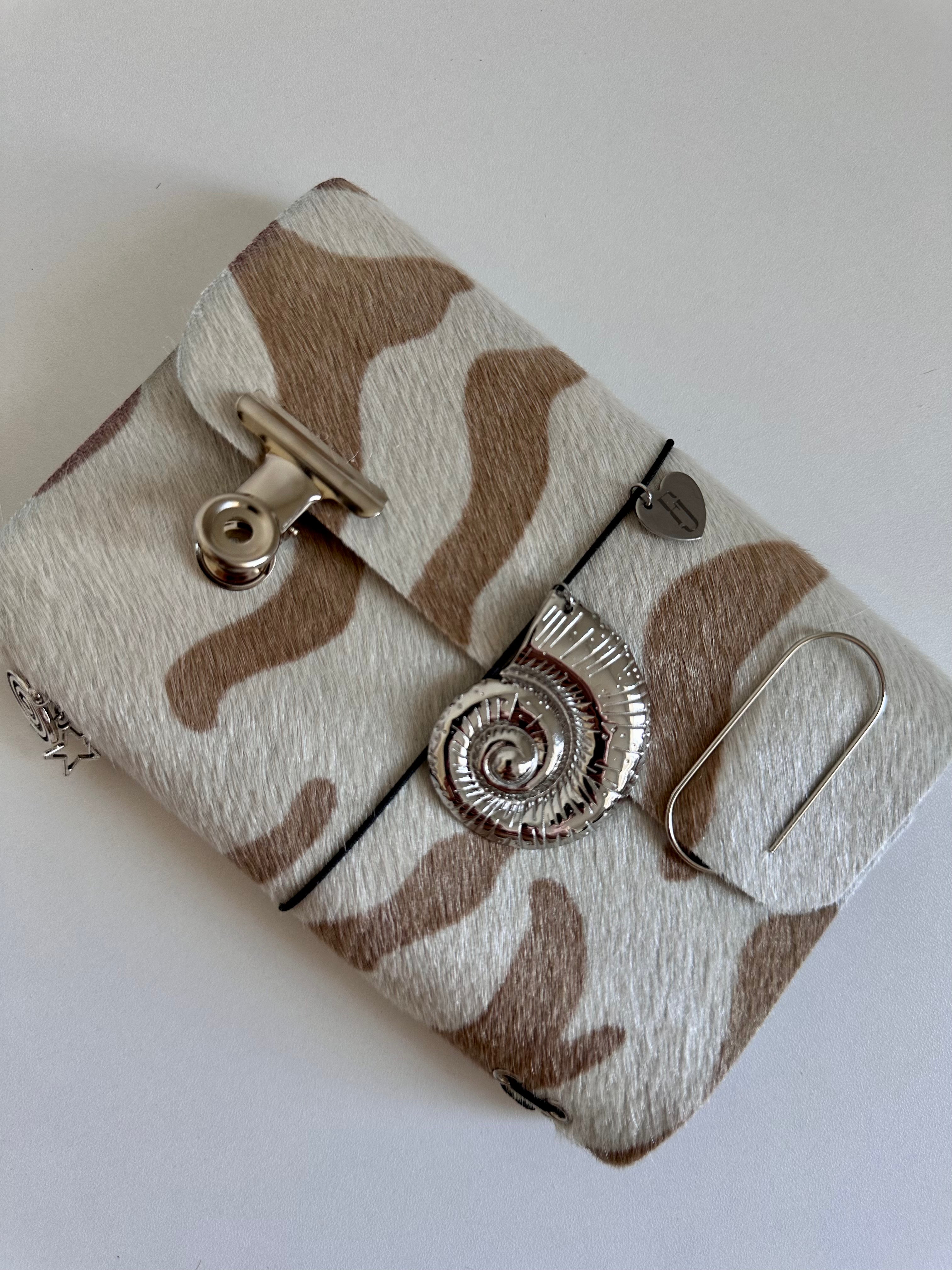 a6 White Tiger genuine cowhide refillable journal cover with inserts
