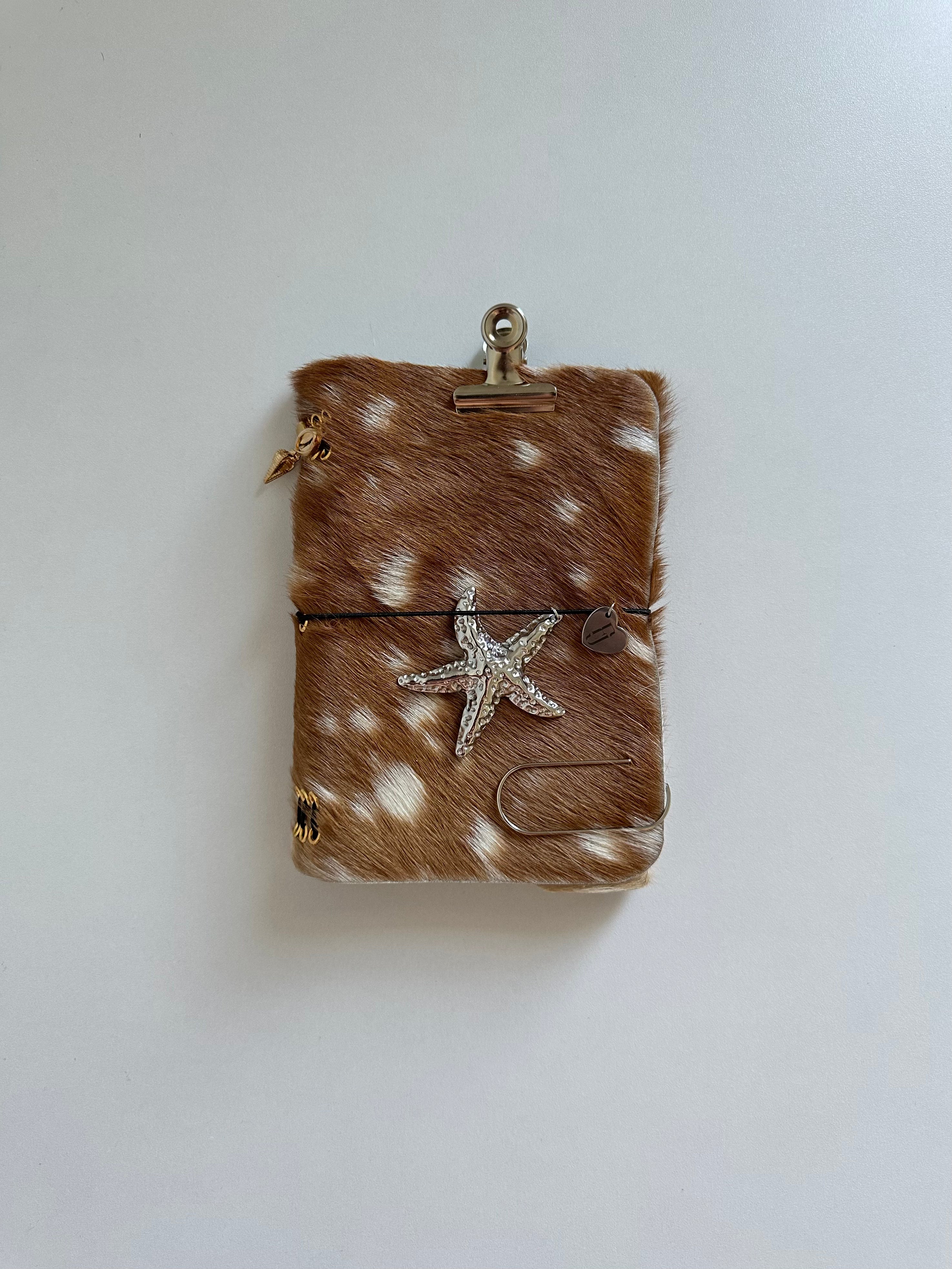 a6 Bambi genuine cowhide refillable journal cover with inserts