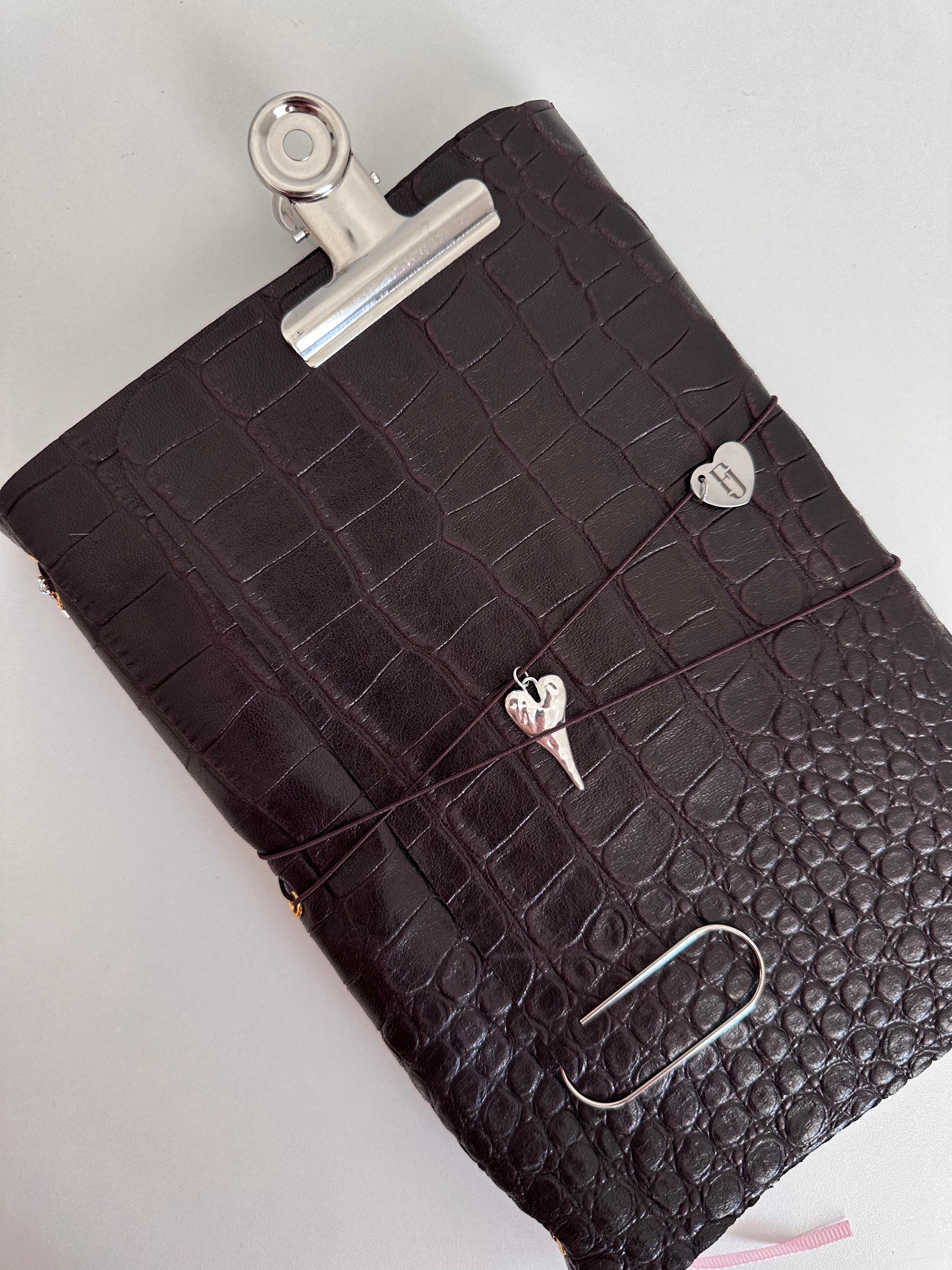 a5 Soft Brown Croc genuine cowhide refillable journal cover with inserts