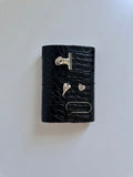 a6 Black Croc genuine cowhide refillable journal cover with inserts