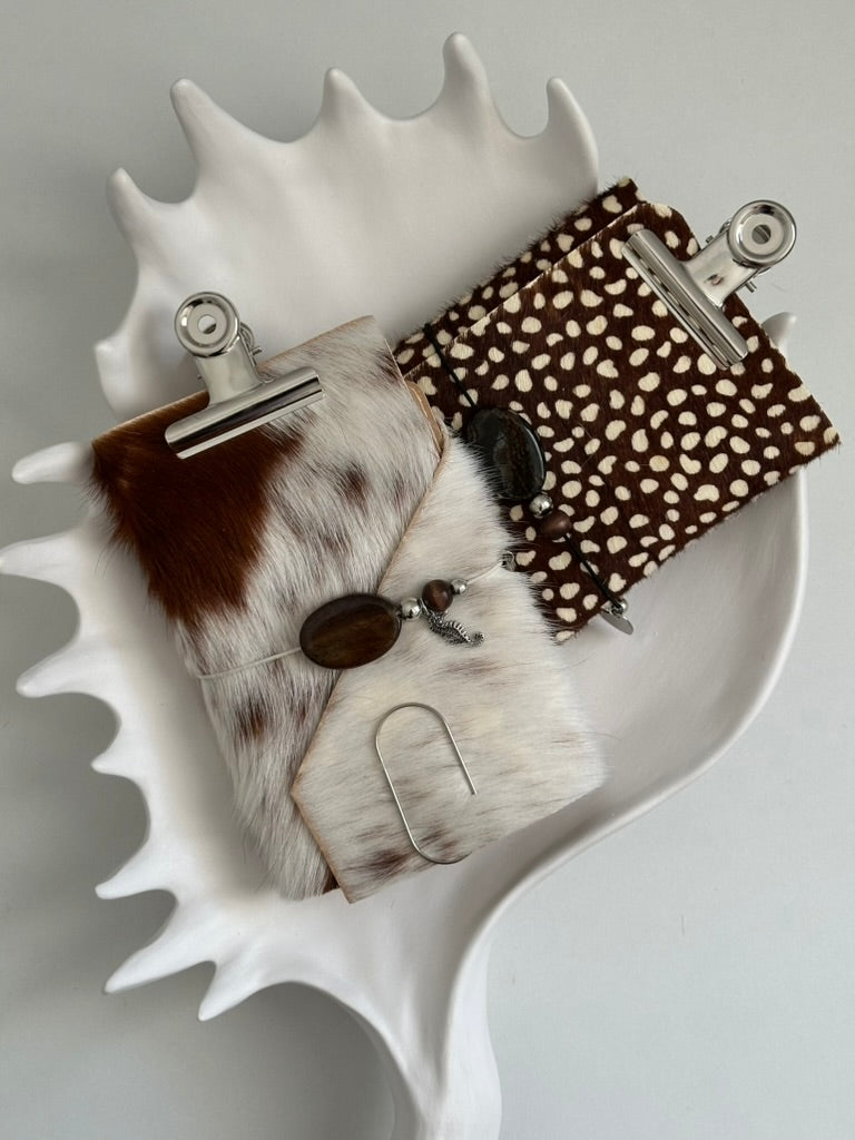 a6 bambi print leather refillable journal cover with inserts
