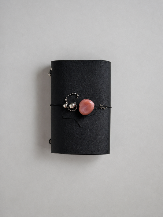 Black Leather Trifold Journal — Pocket