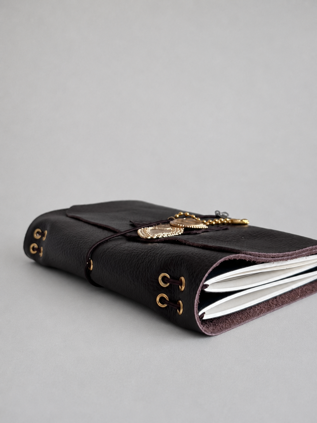 Soft Dark Brown Leather Journal — Pocket