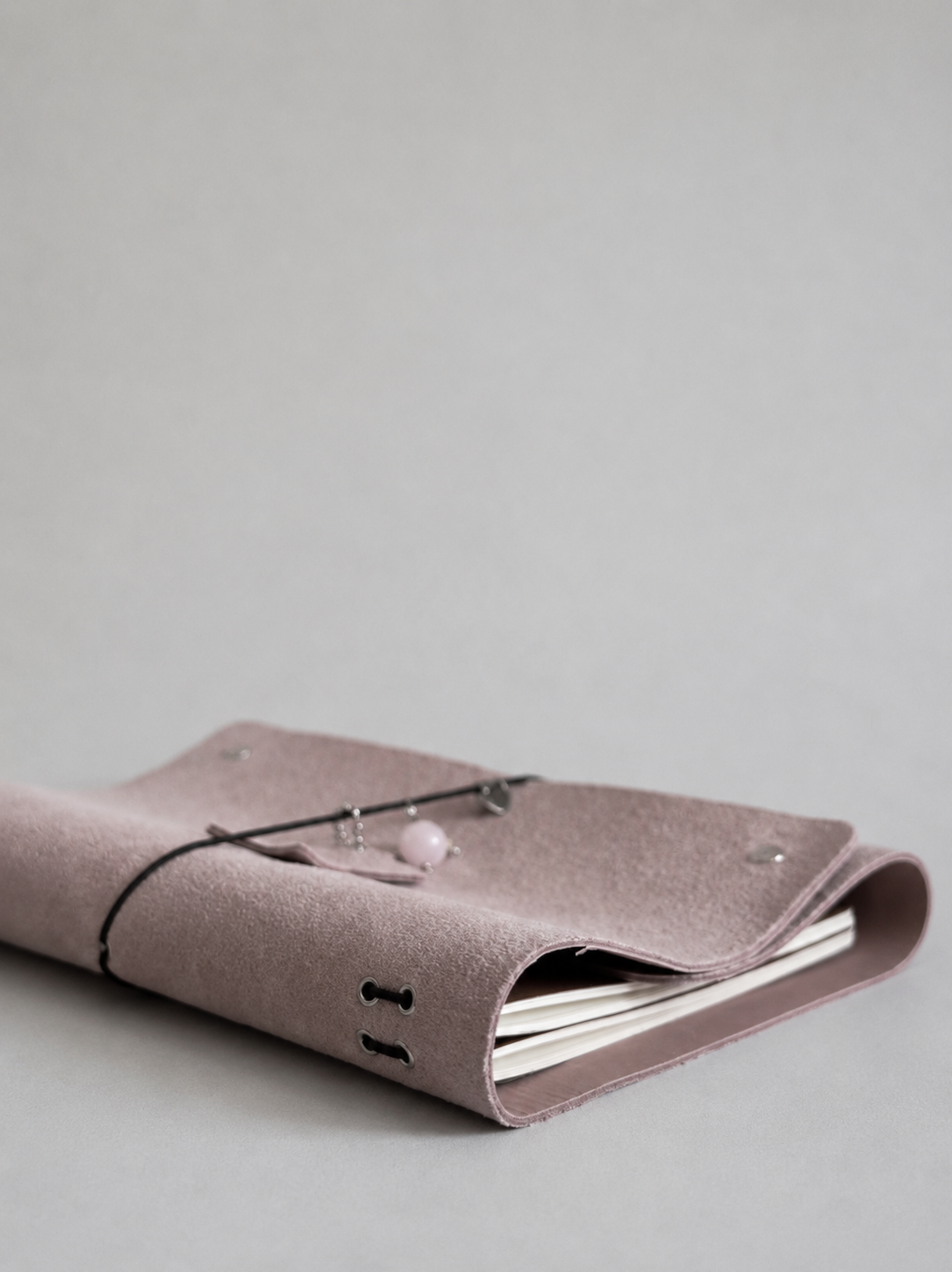 Suede Raw Pink Leather Journal — XL