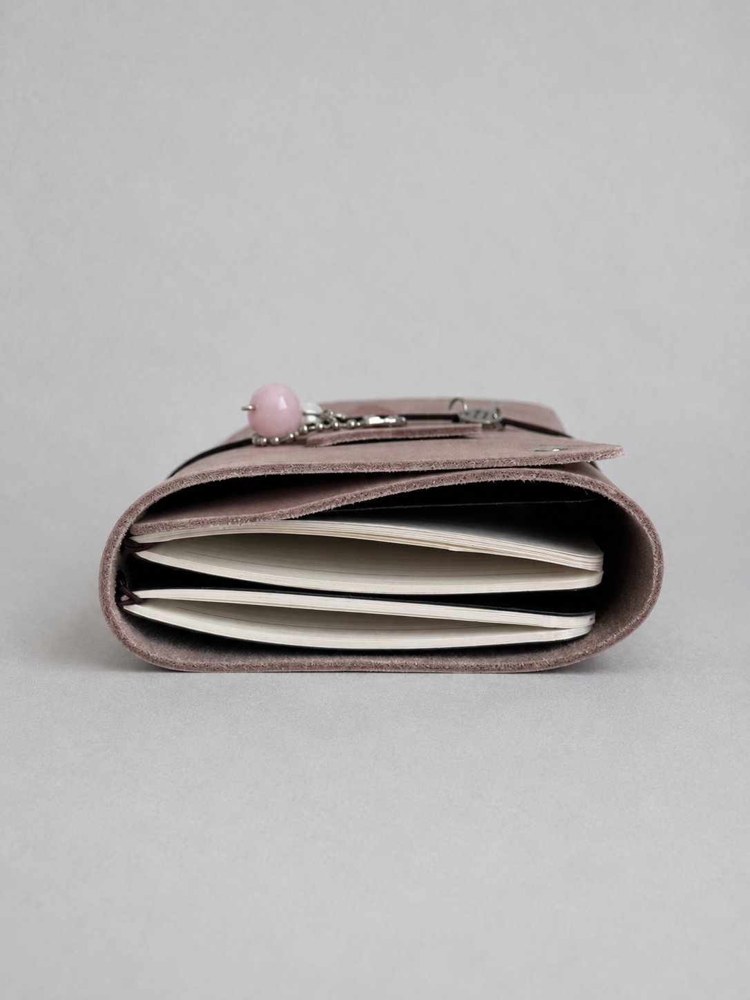 Raw Pink Leather Journal — Pocket