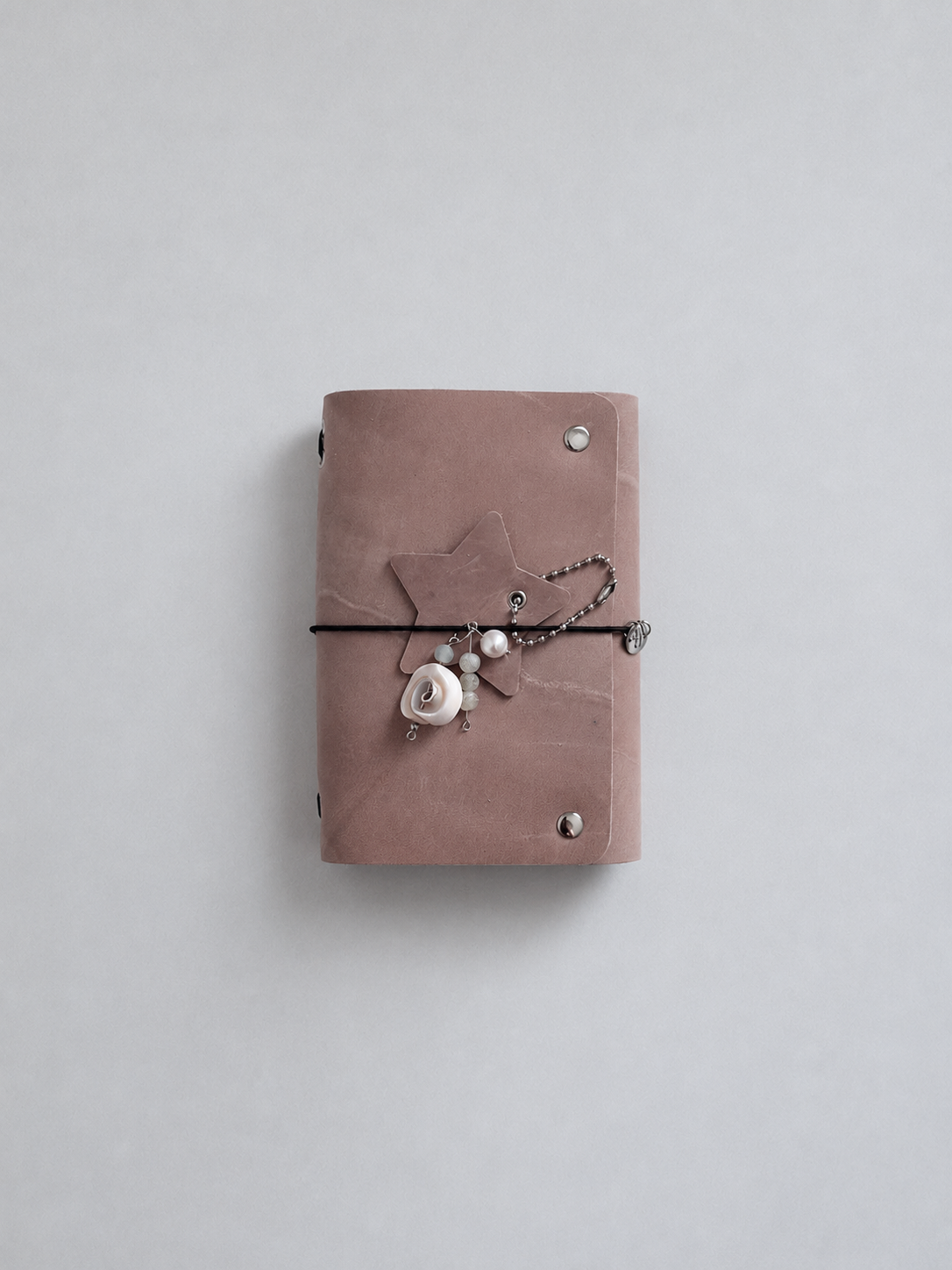 Raw Pink Leather Journal — Pocket