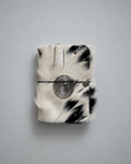 Hair-On Salt & Pepper Hide Journal with Sculptural Metal Object — Classic | A6
