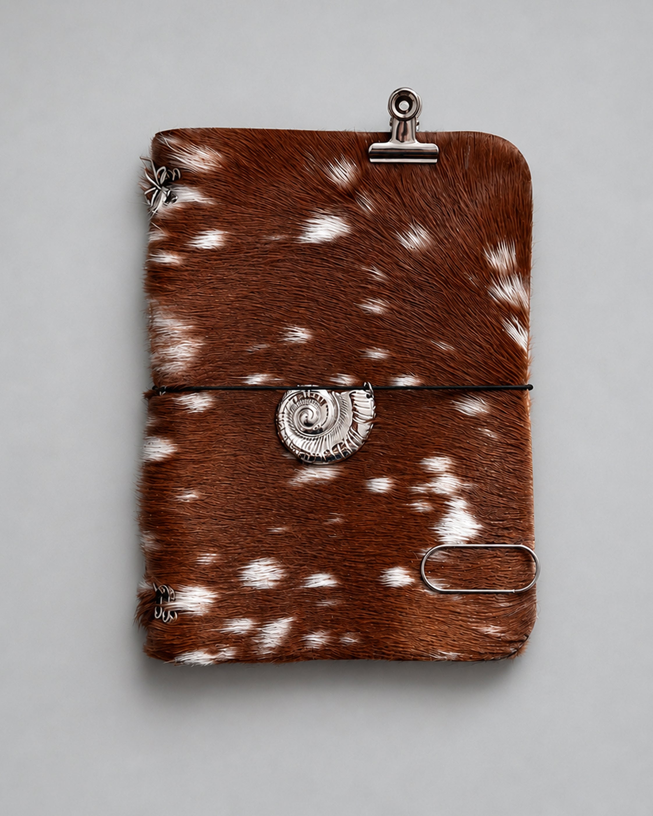 Hair-On Bambi Hide Journal with Sculptural Metal Object — ARCHIVE | A5