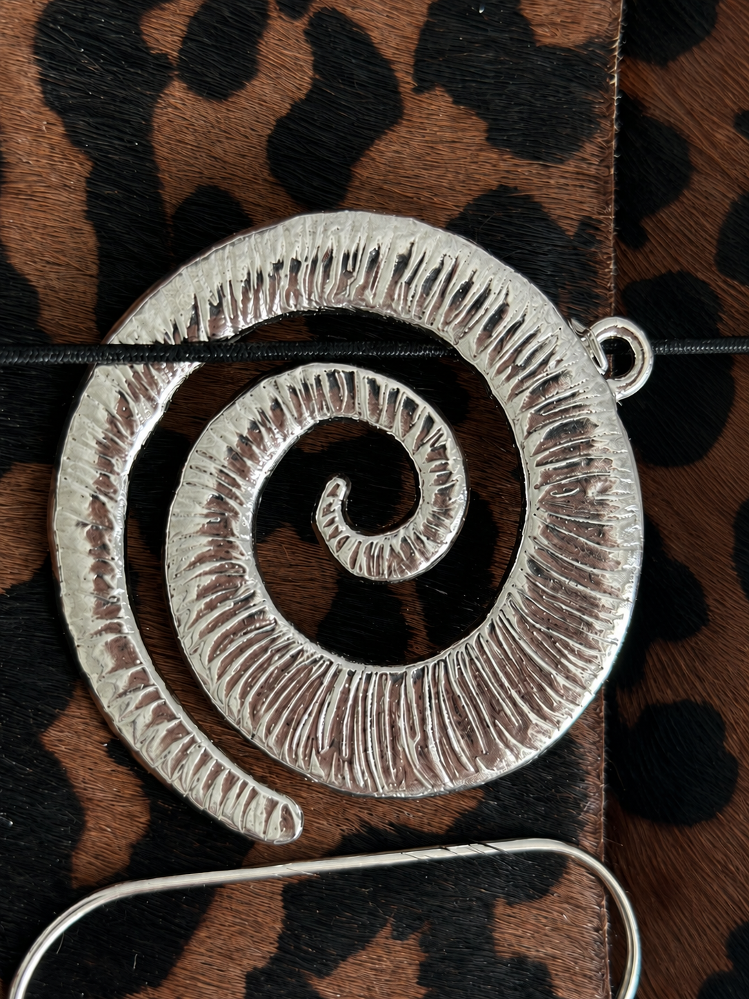 Hair-On Leopard Hide Journal with Sculptural Metal Object — Classic | A6
