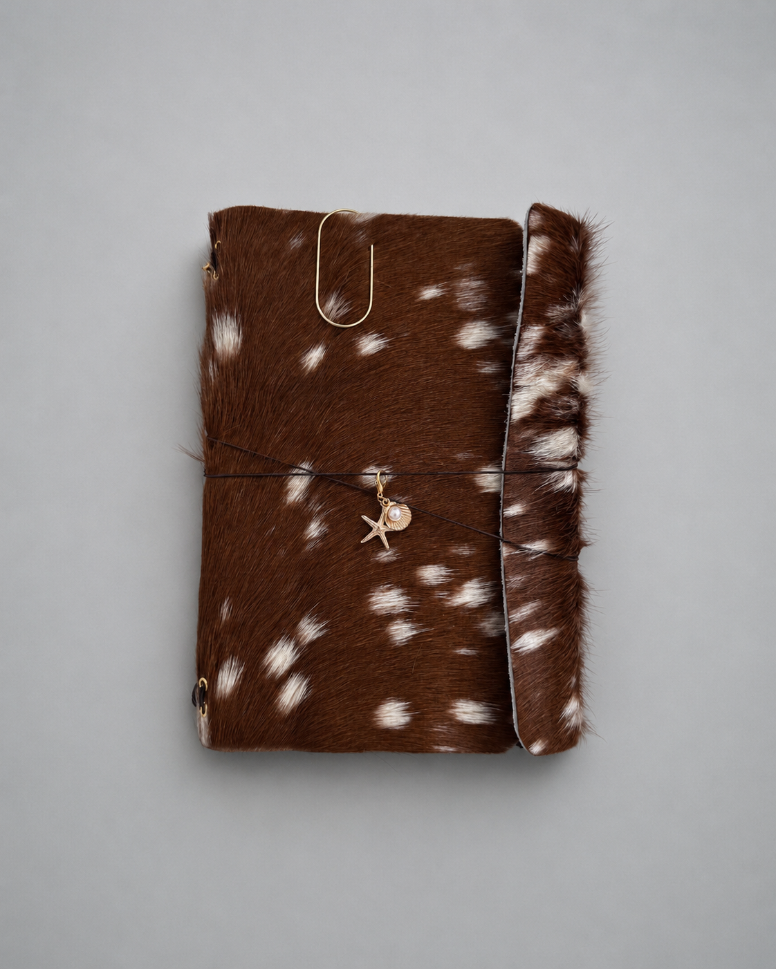 Hair-On Bambi Hide Journal with Sculptural Metal Object — ARCHIVE | A5