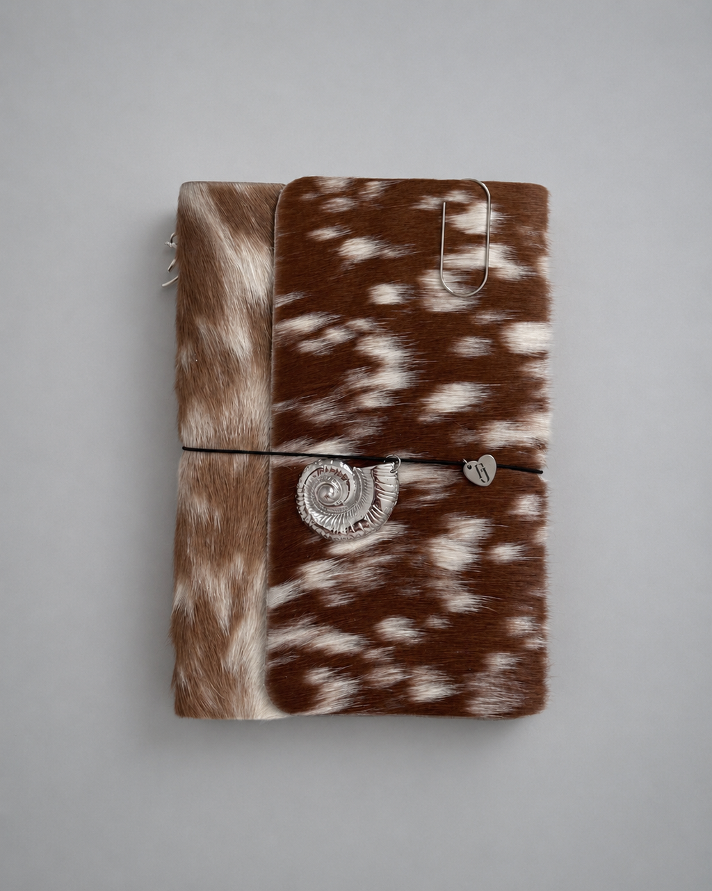 Hair-On Bambi Hide Journal with Sculptural Metal Object — ARCHIVE | A5