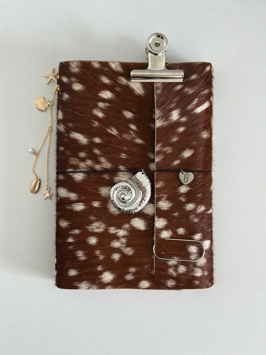 PRE-ORDER a5/a6 bambi print leather refillable journal with secret charm