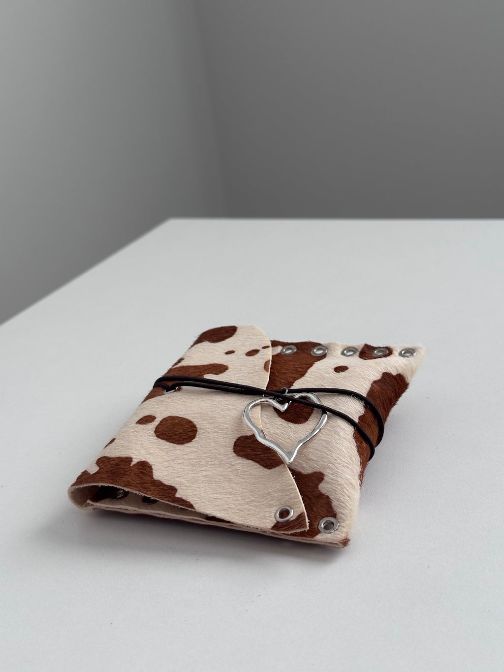 cow print genuine leather small pouch