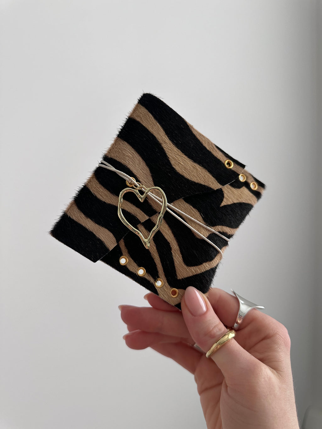zebra print genuine leather small pouch