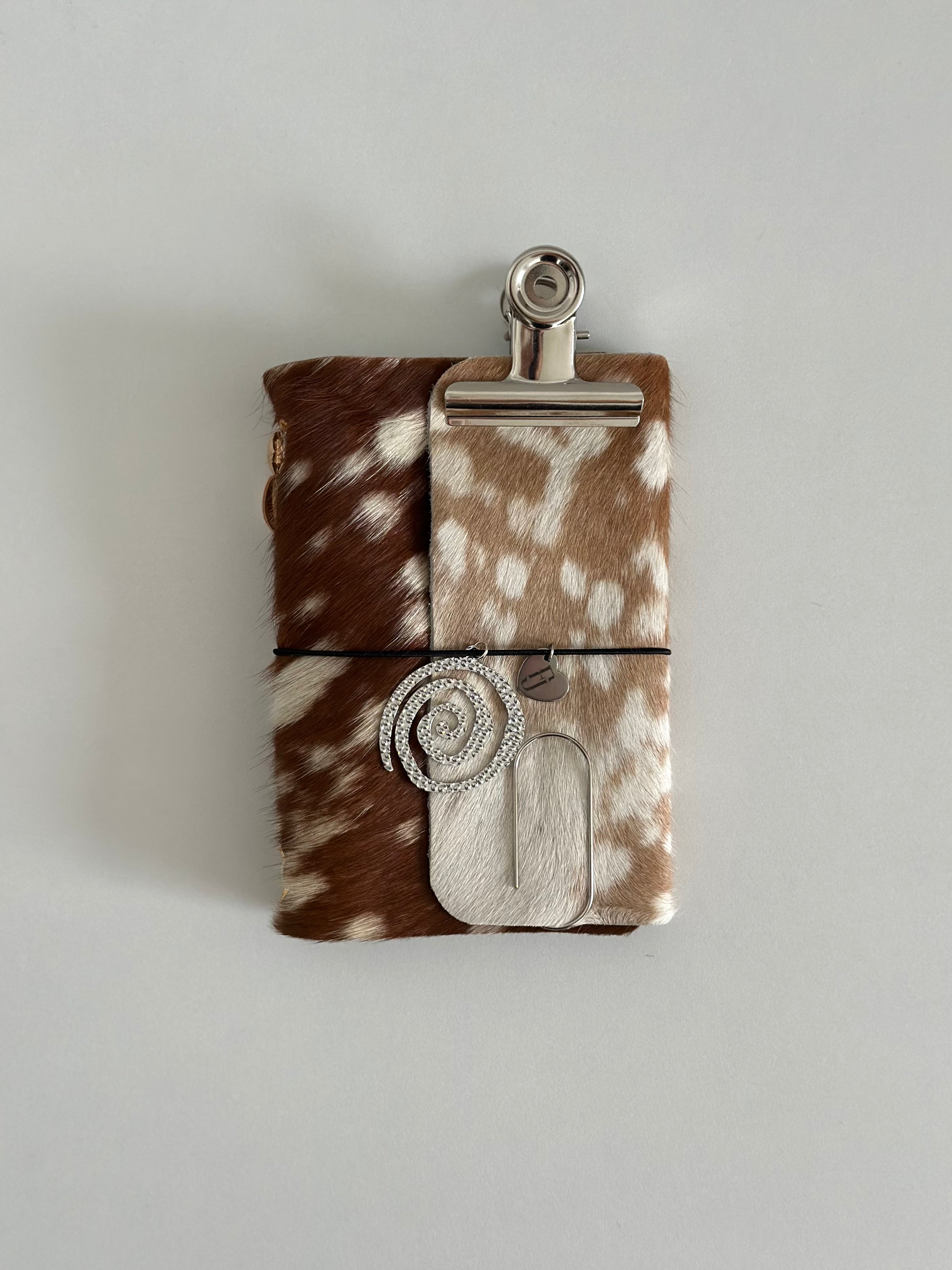 PRE-ORDER a5/a6 bambi print leather refillable journal with secret charm