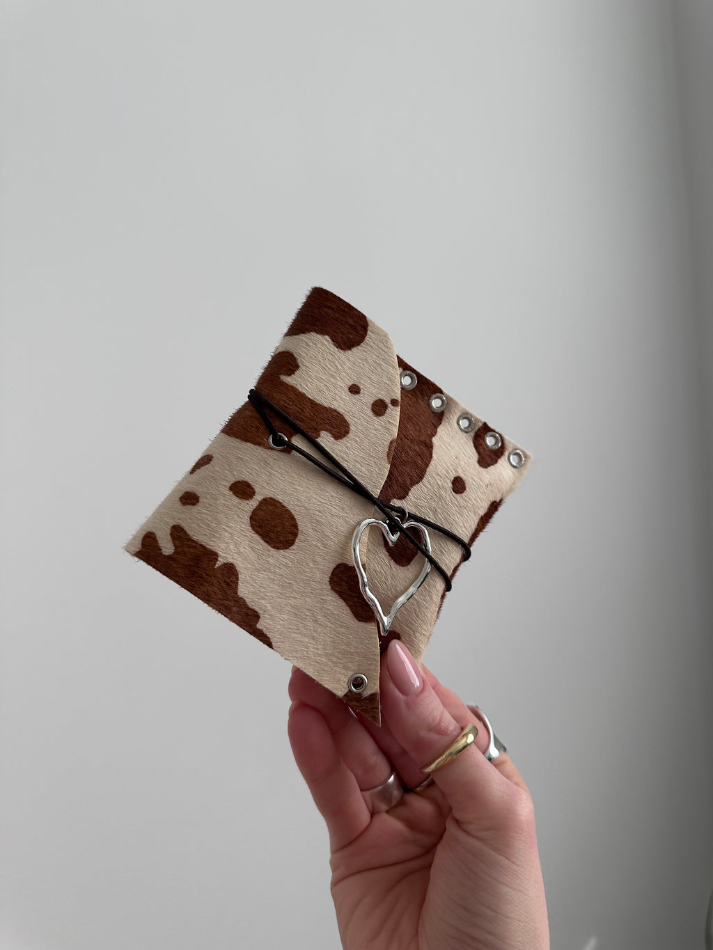 cow print genuine leather small pouch