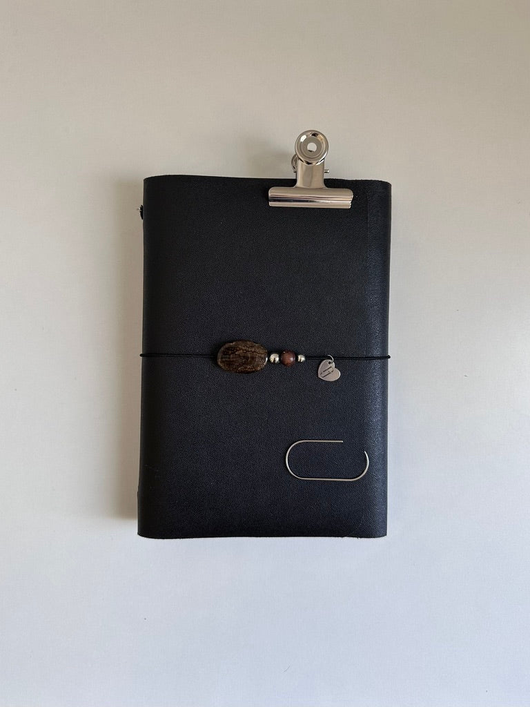 a5 black leather refillable journal cover with inserts